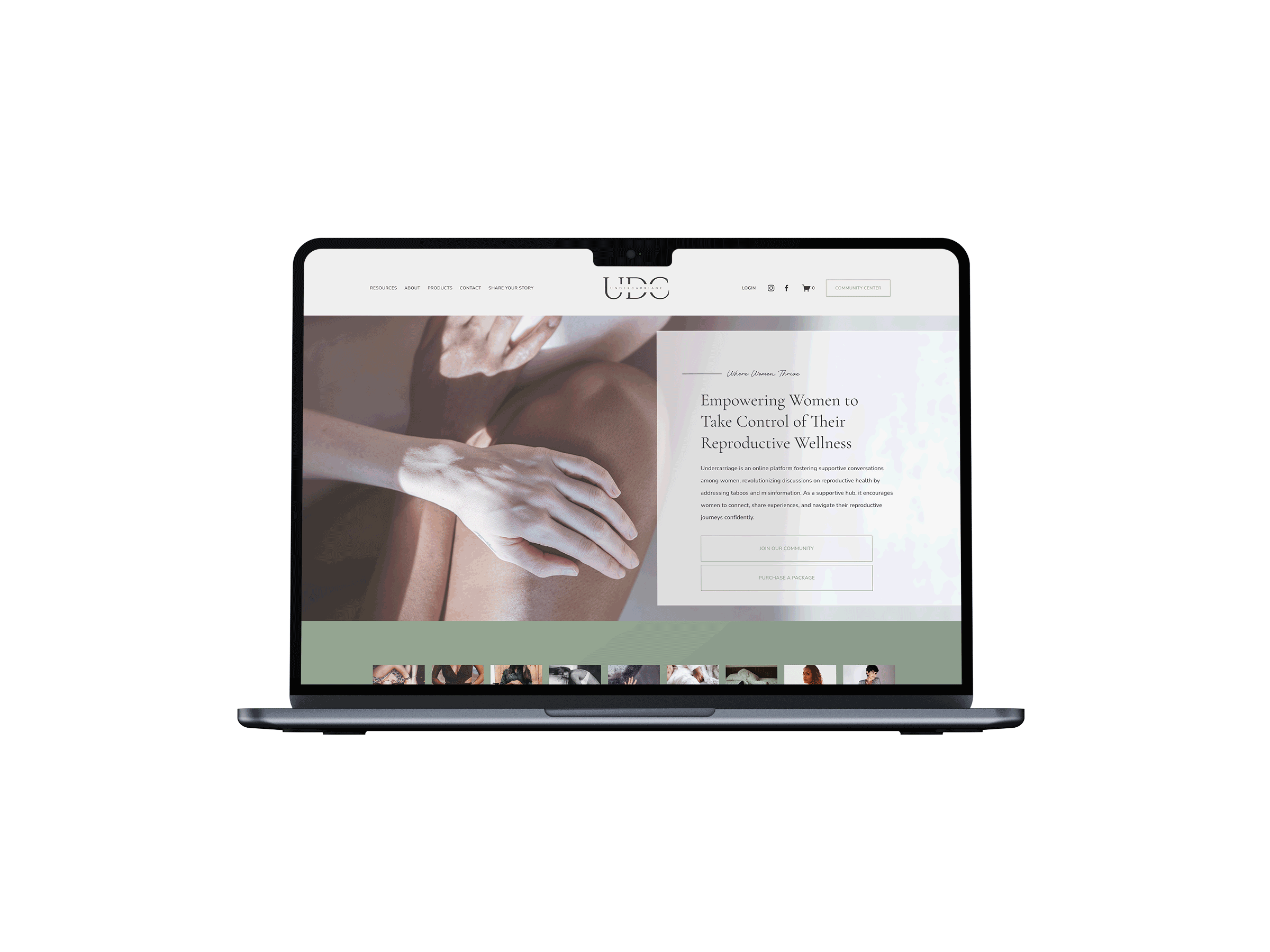 laptop screenshot of Undercarriage homepage