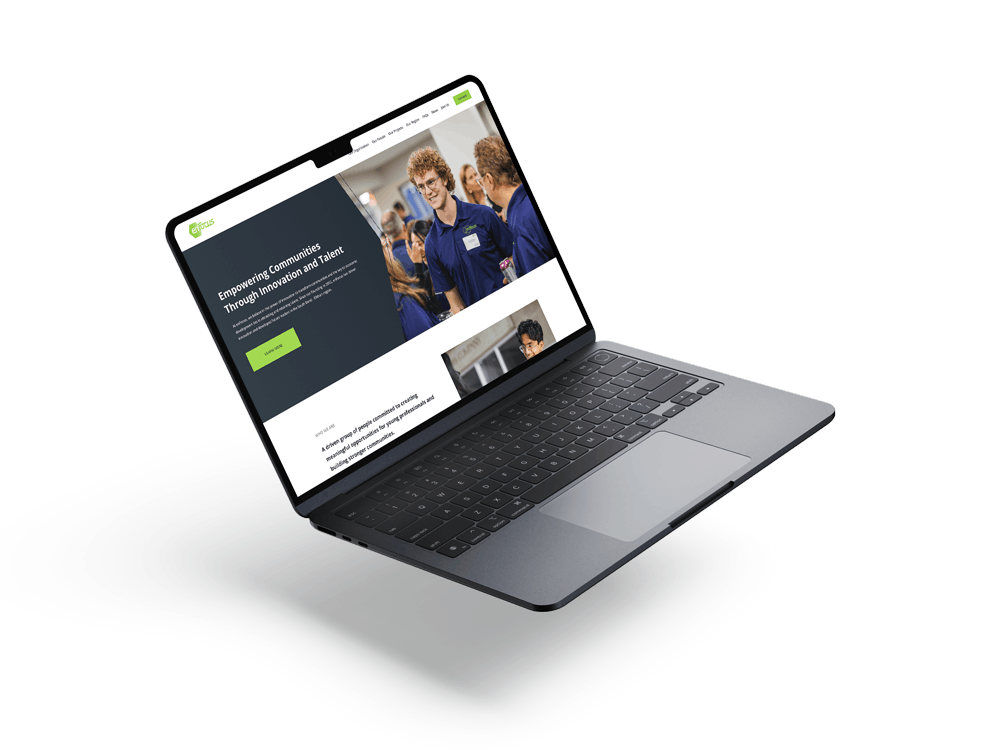 floating laptop with screenshot of enfocus homepage