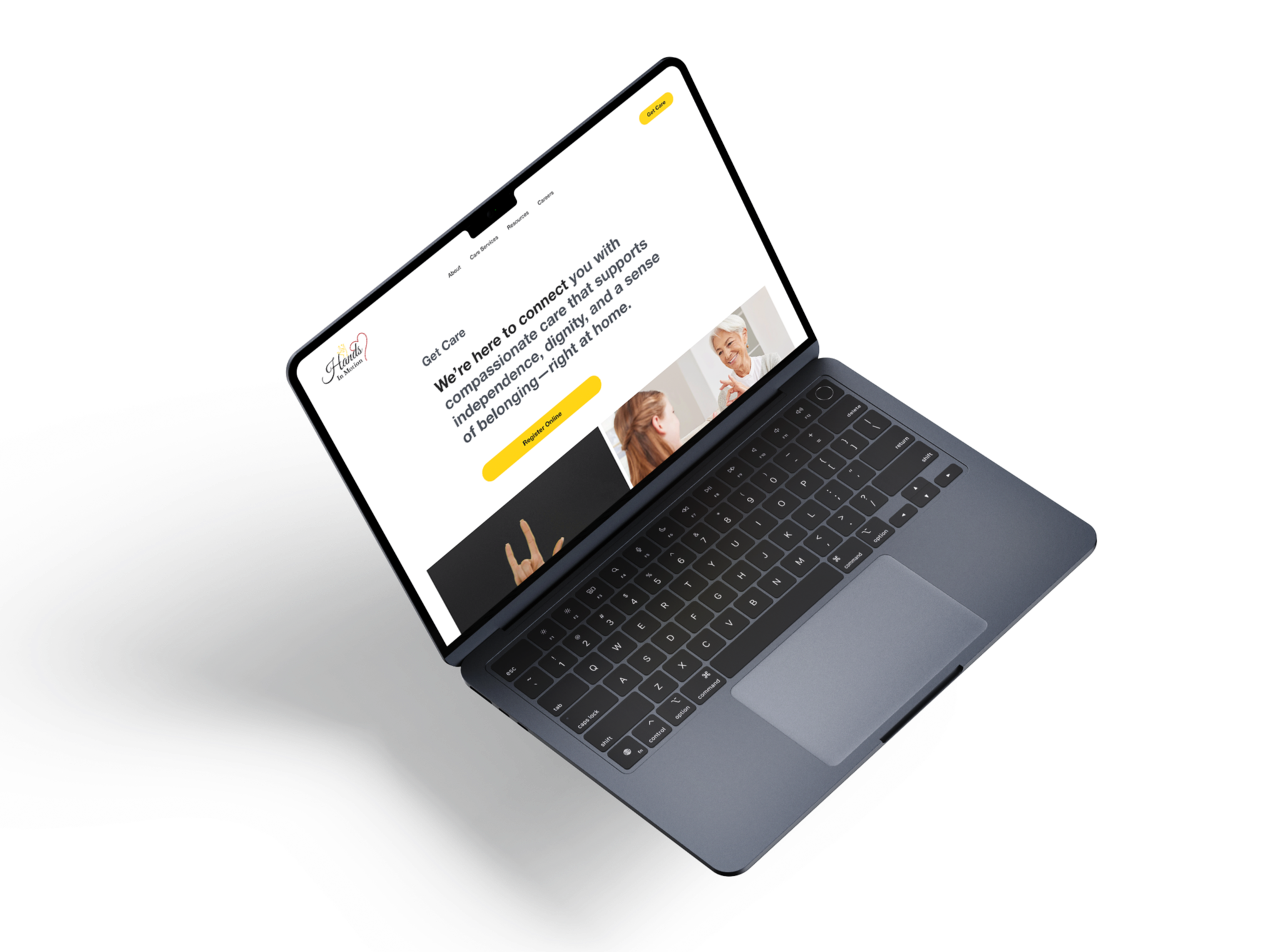 screenshot on laptop of get care webpage