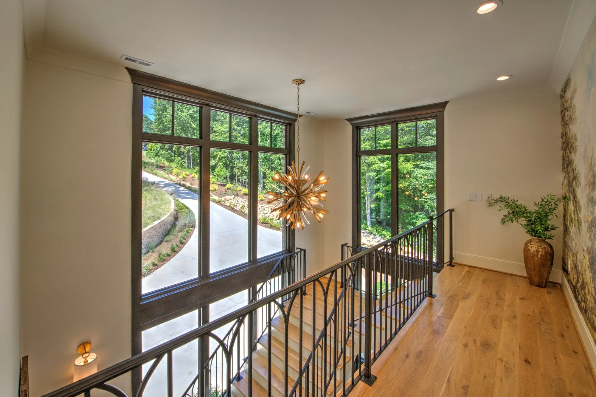Modern French Country staircase landing