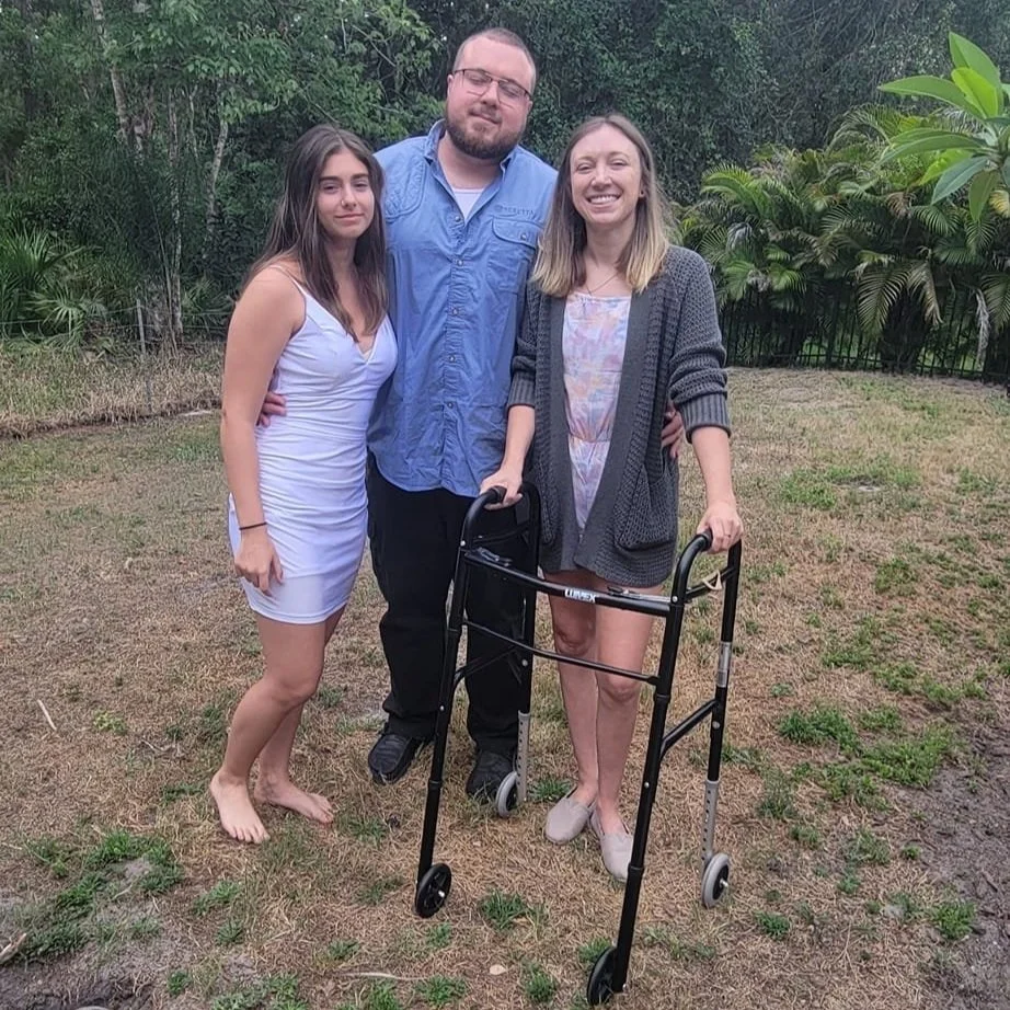 April 2023 using a walker my balance was still really off. At this point I had to relocate to Florida for extra help from family.