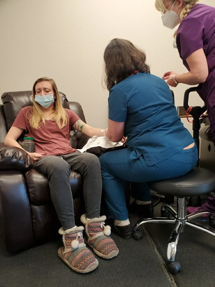 January 2022. At this point I'm using a wheelchair and doing treatment every three weeks for two days in a row. It takes about 3-4 hours each day.