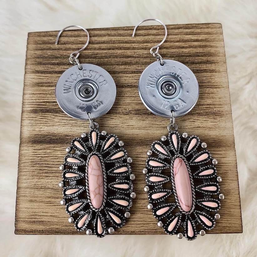 shotgun shell earrings 12 gauge western pink nickel silver.jpeg