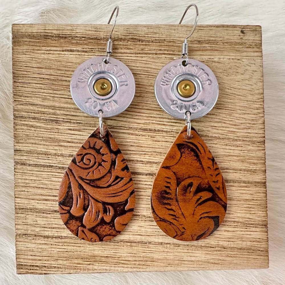 20 gauge shotgun shell earrings embossed leather nickel.jpeg