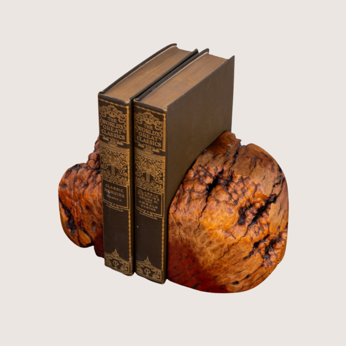 Vintage Pair of MCM Burl Walnut Bookends