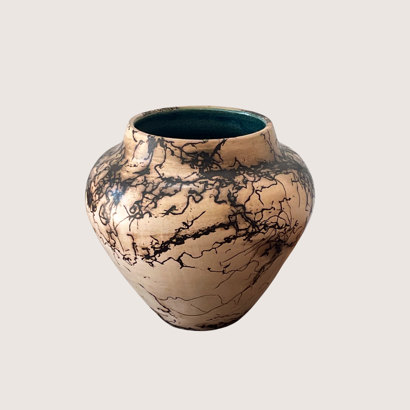 Vintage Raku-fired Horse Hair Pottery Vessel (1996)