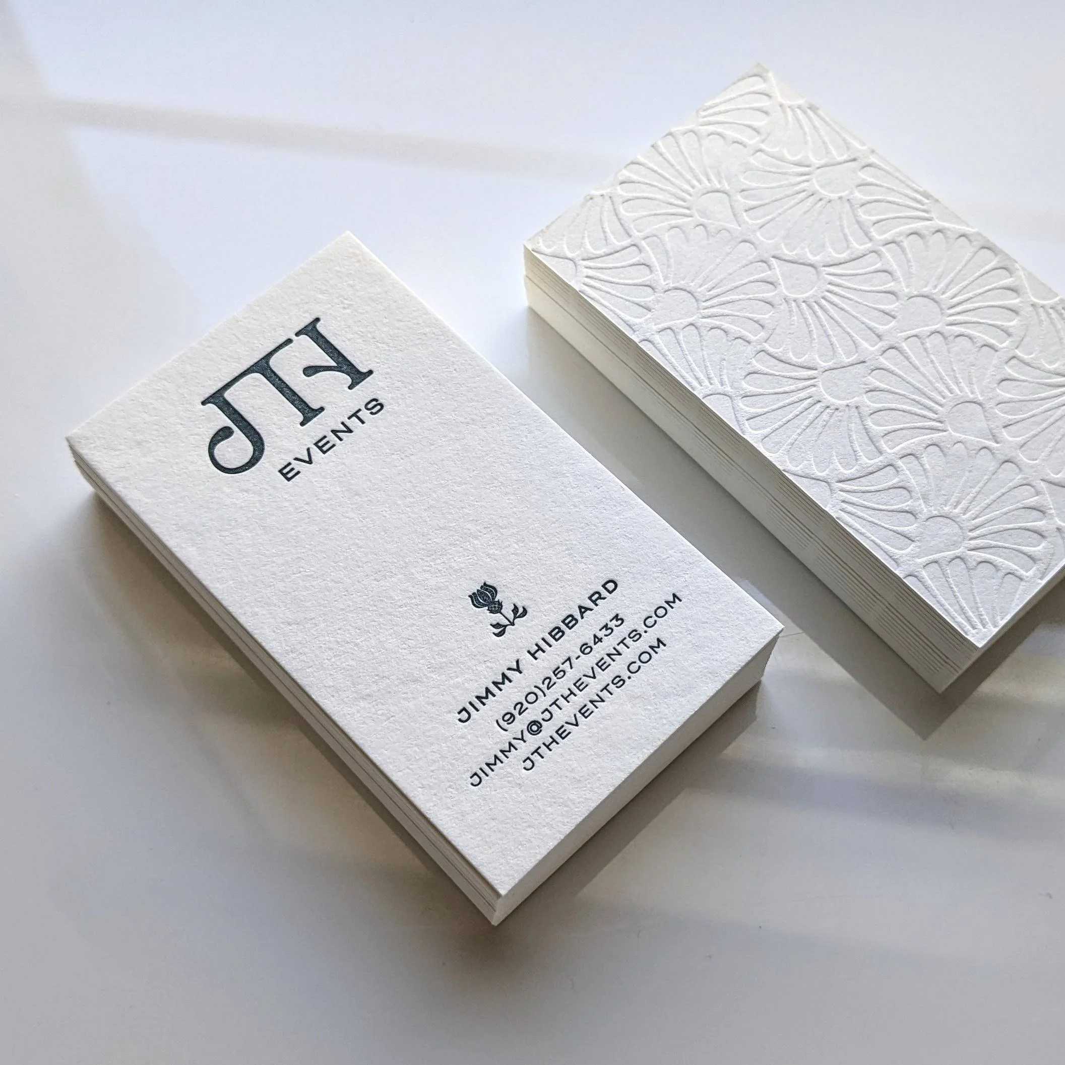 business card with a blind impression