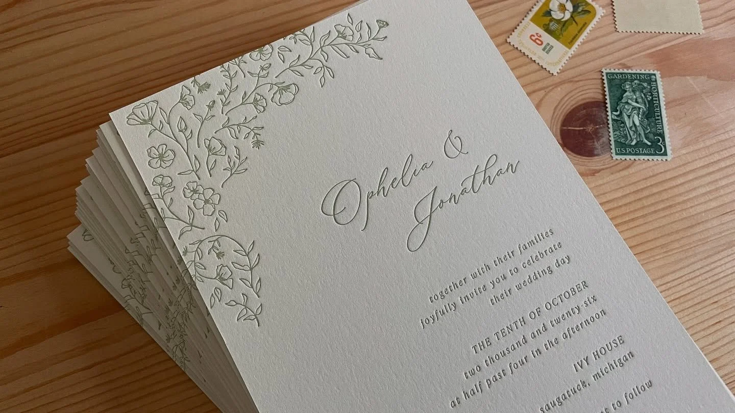 Dainty, floral, and fun 🌿

Another semi-custom design for your garden party wedding, dropping soon! 👀

#letterpress #weddingstationery #gardenparty #greenwedding #semicustom #invitation
