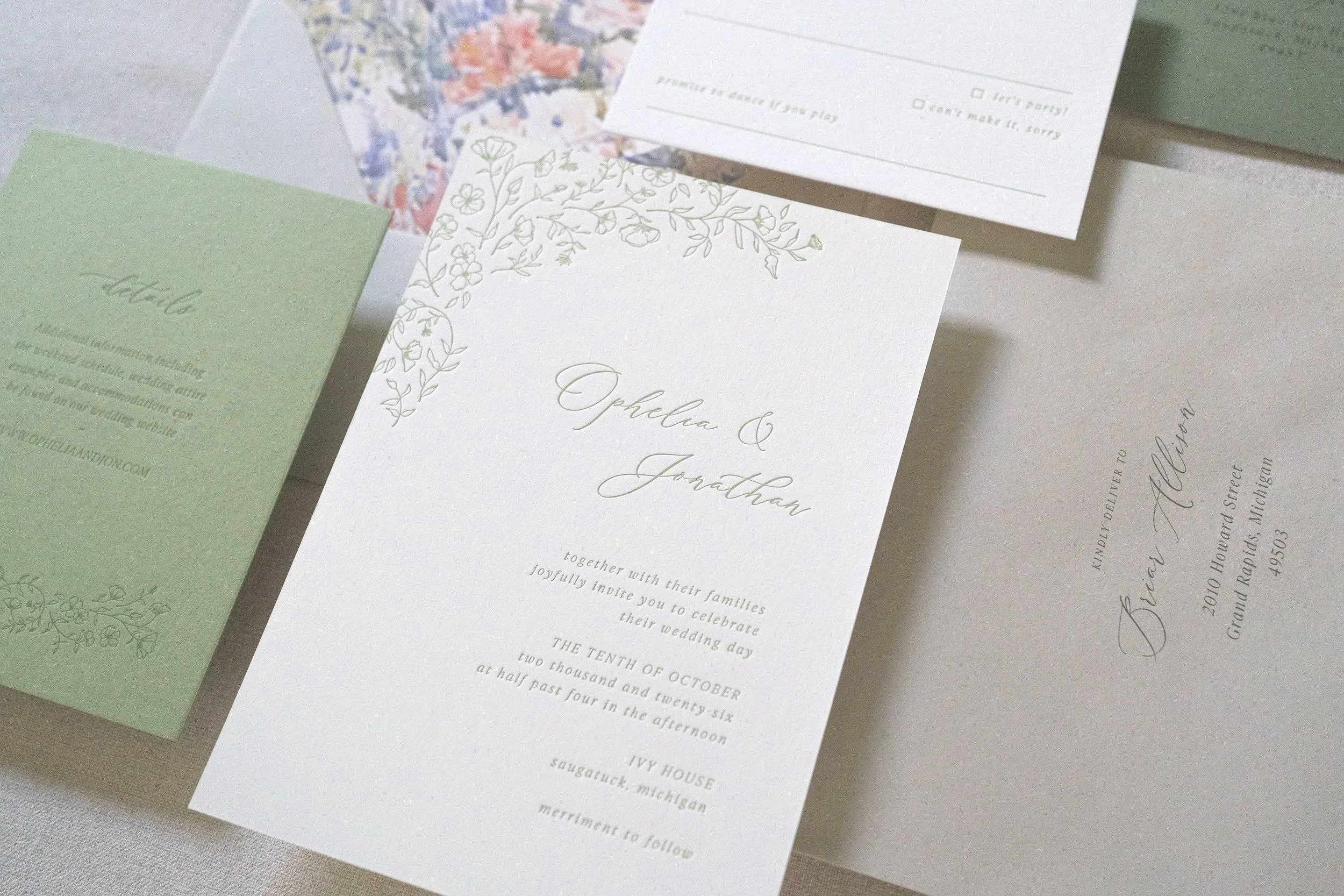 semi-custom letterpress invitations