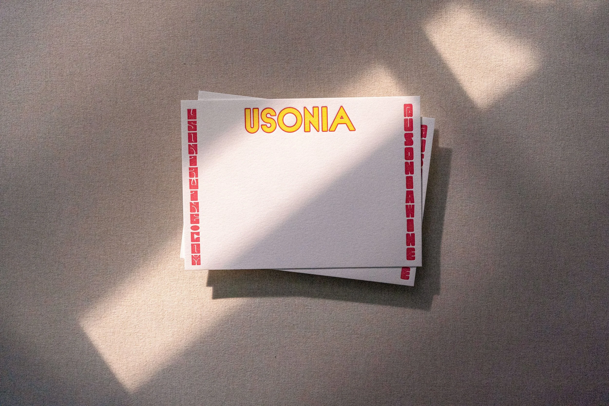 Custom branded letterpress stationery featuring a two-color print design