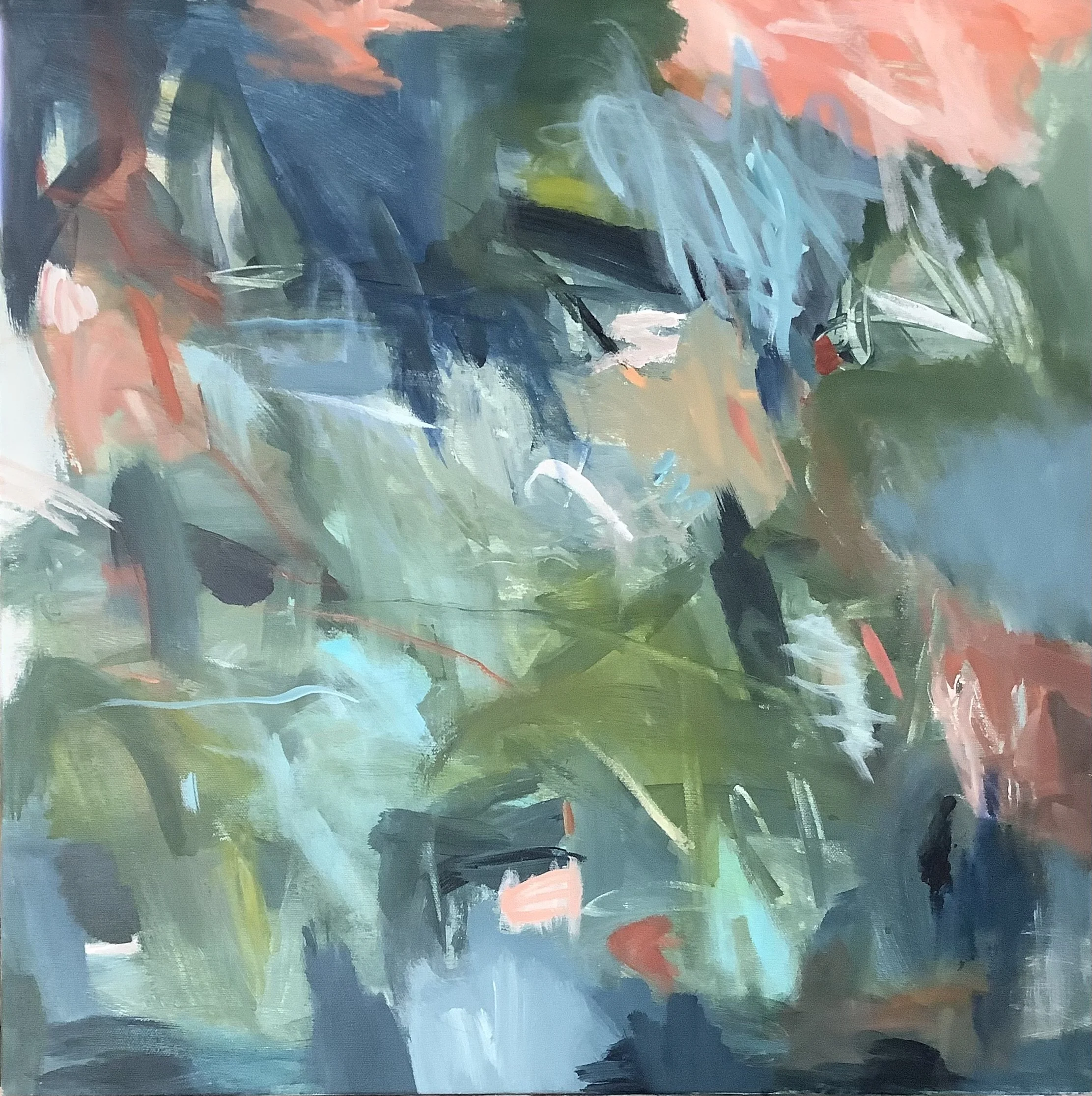 "Just A Thought", 24" X 24" Acrylic and mixed media on canvas