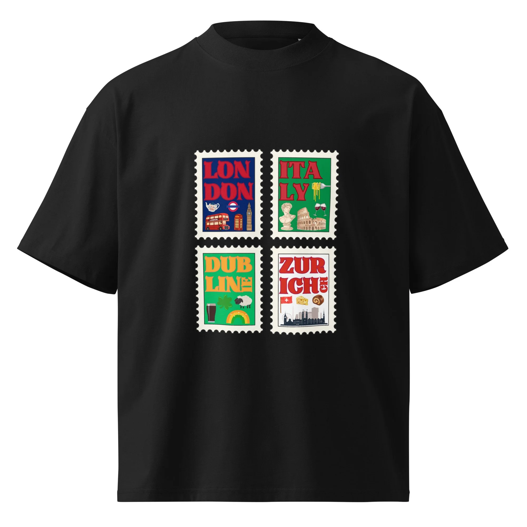 Unisex organic oversized high neck t-shirt