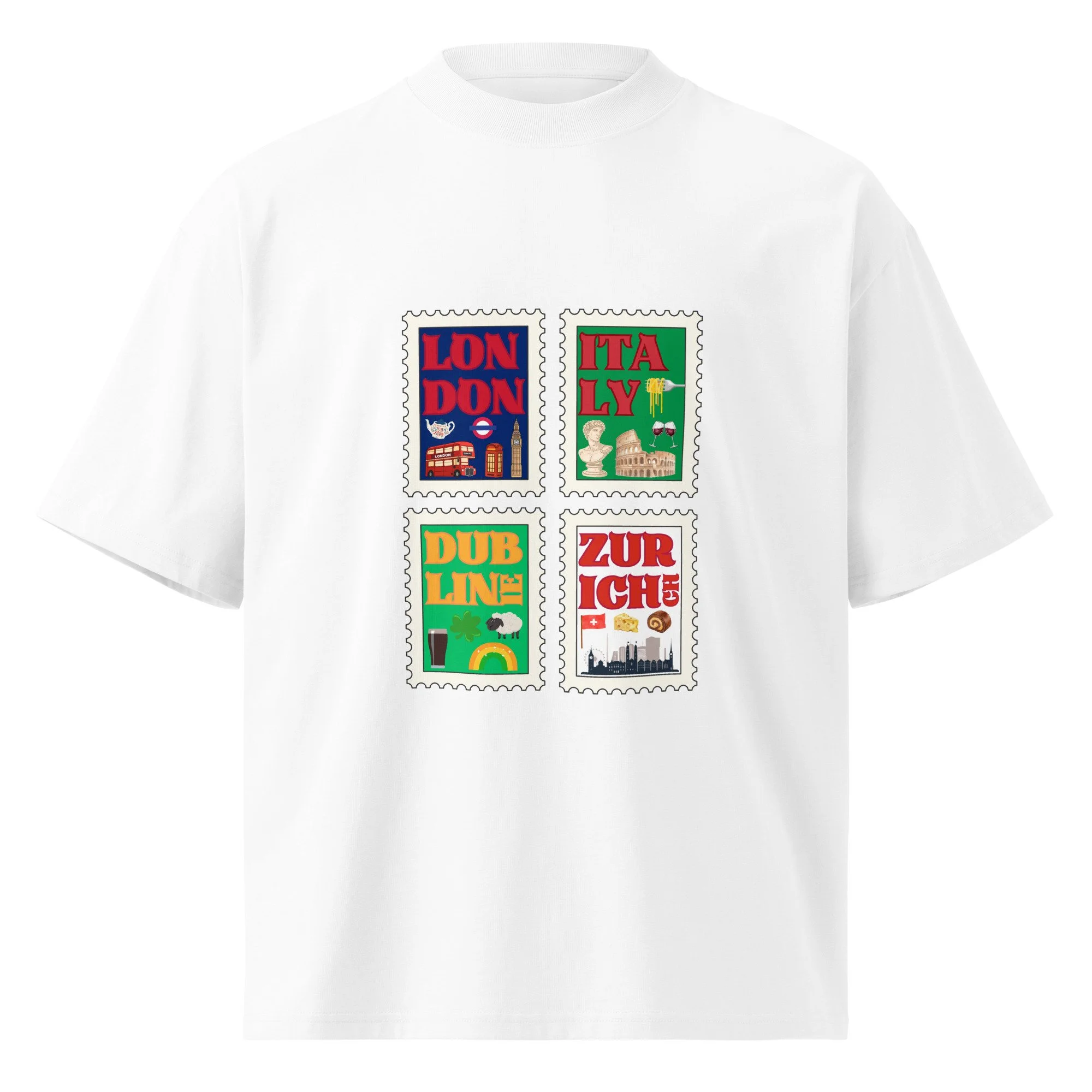 Unisex organic oversized high neck t-shirt