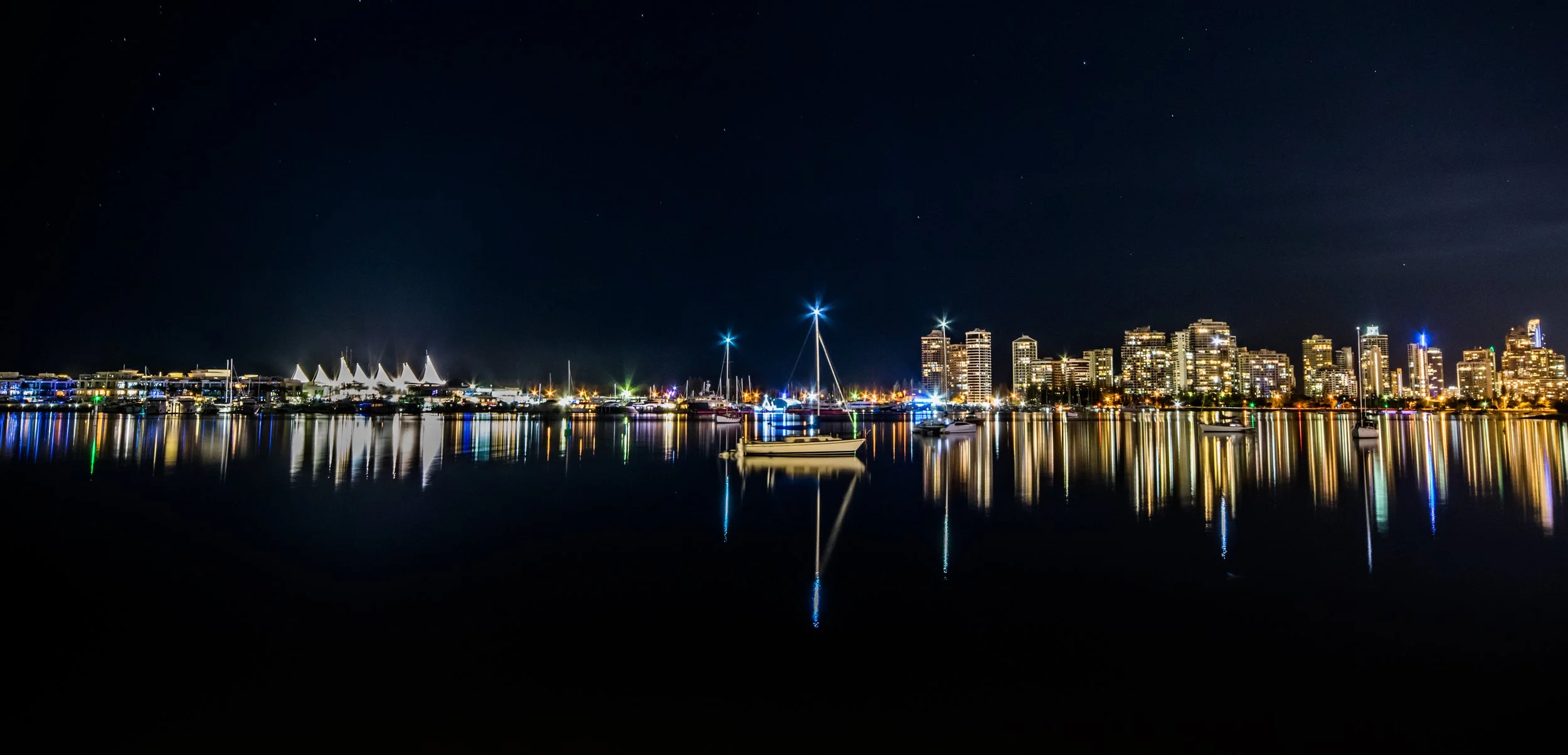 The Broadwater from Southport turns on a lightshow from buildings & boats eny day of the year