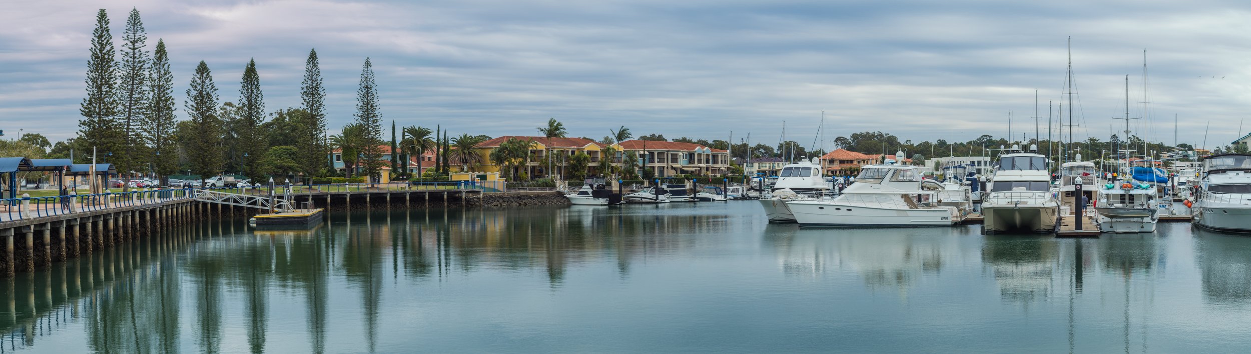 Calming reflections at Raby Bay Marina