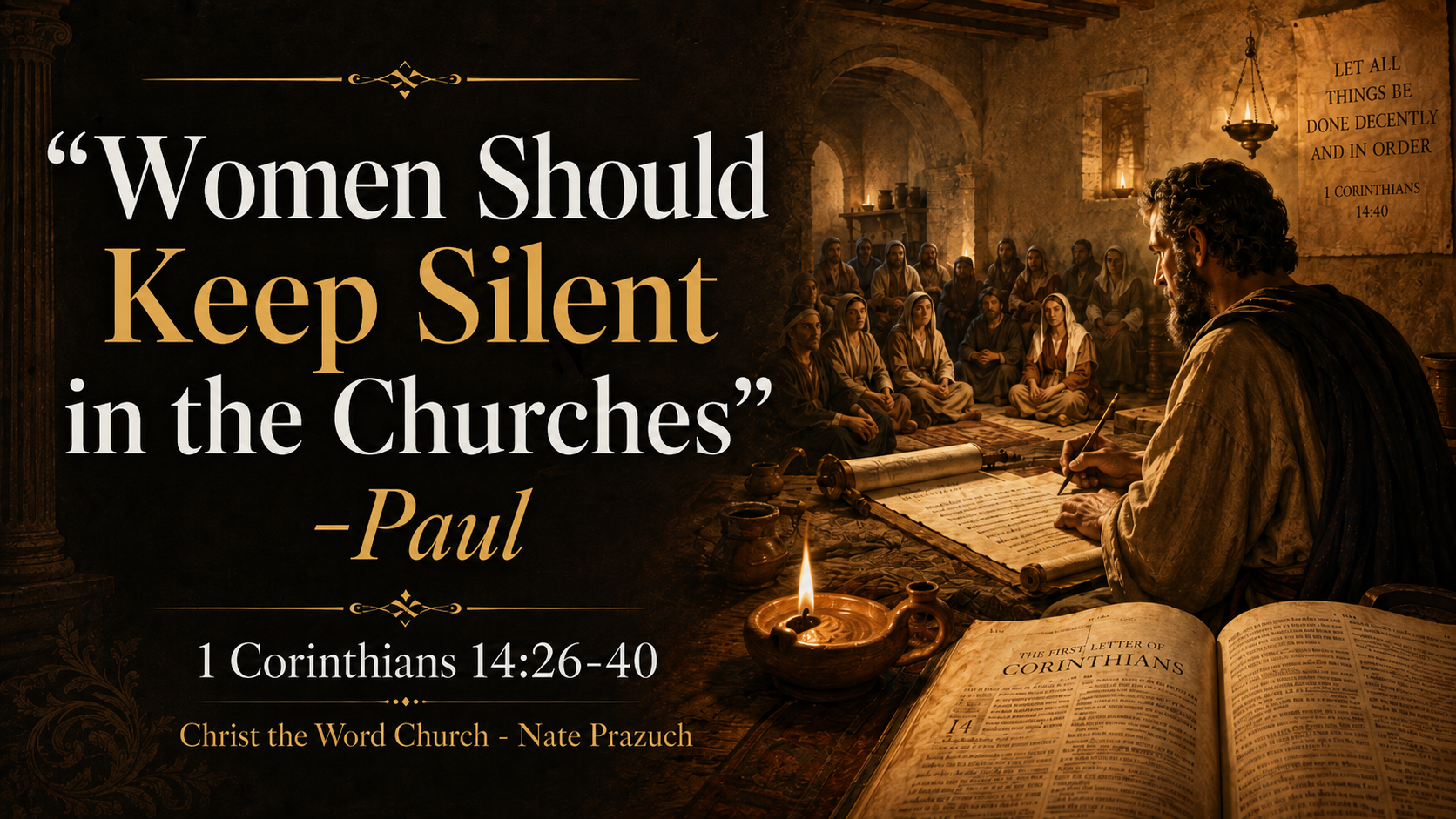 Sanctified 30 “Women Should Keep Silent…” 1 Corinthians 14:26-40