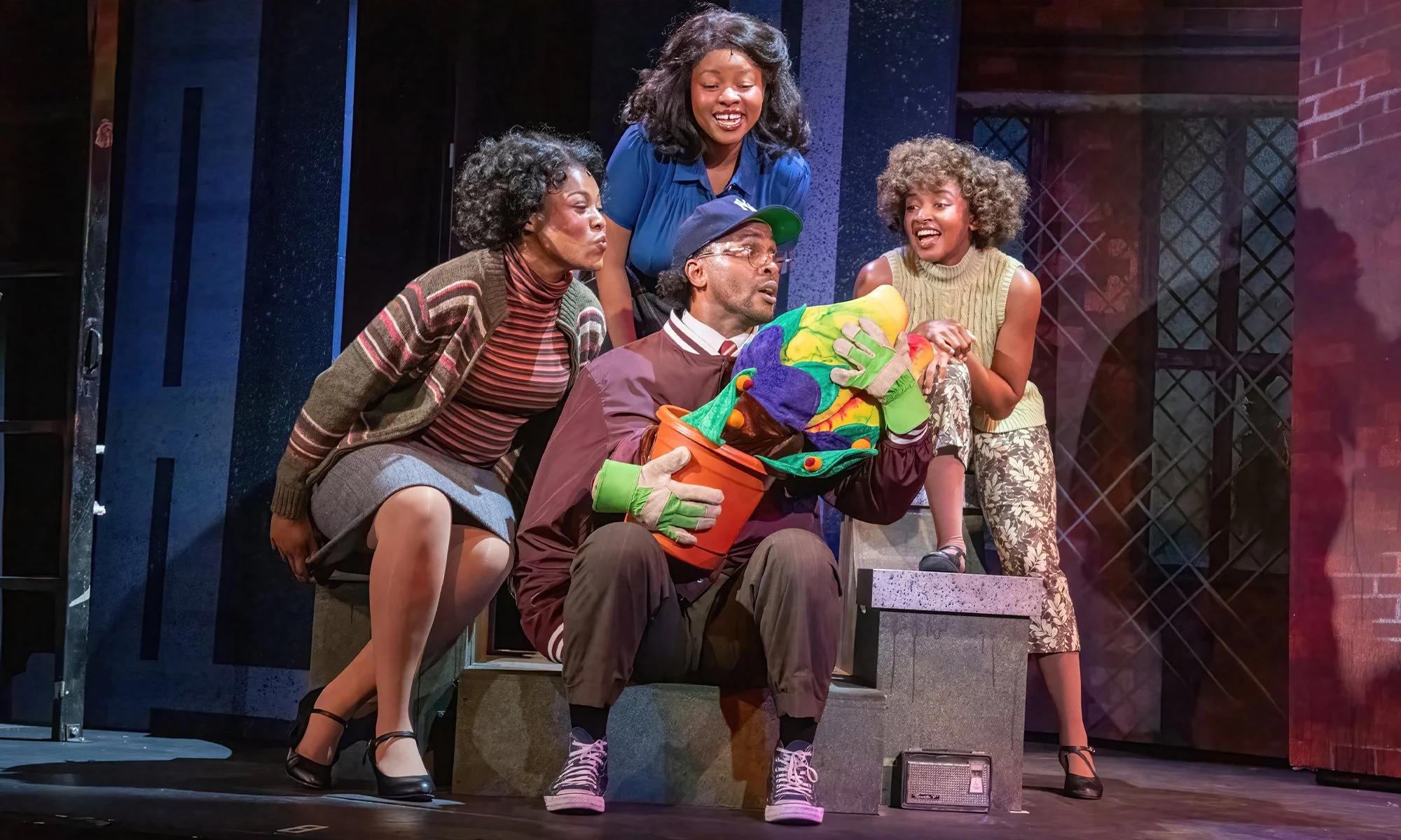 Crystal in Little Shop of Horrors at Theatre by The Sea 
Wig: Erin Kennedy Lunsford, Maura Monaghan
Lighting: Westin Wilkerson
Scenic: Cassie McKnight