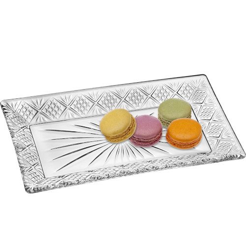 Godinger Dublin Rectangular Crystal Tray, 12 Inch x 6.5 Inch