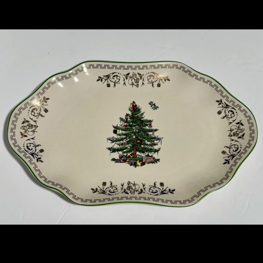 Spode Christmas Tree Gold Oval Platter 13" - New!