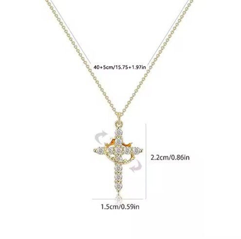 Crown with Cross Pendant Necklace pic4.jpg