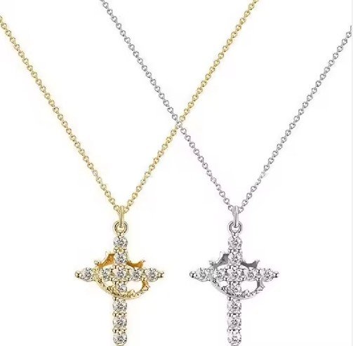 Crown with Cross Pendant Necklace pic3.jpg