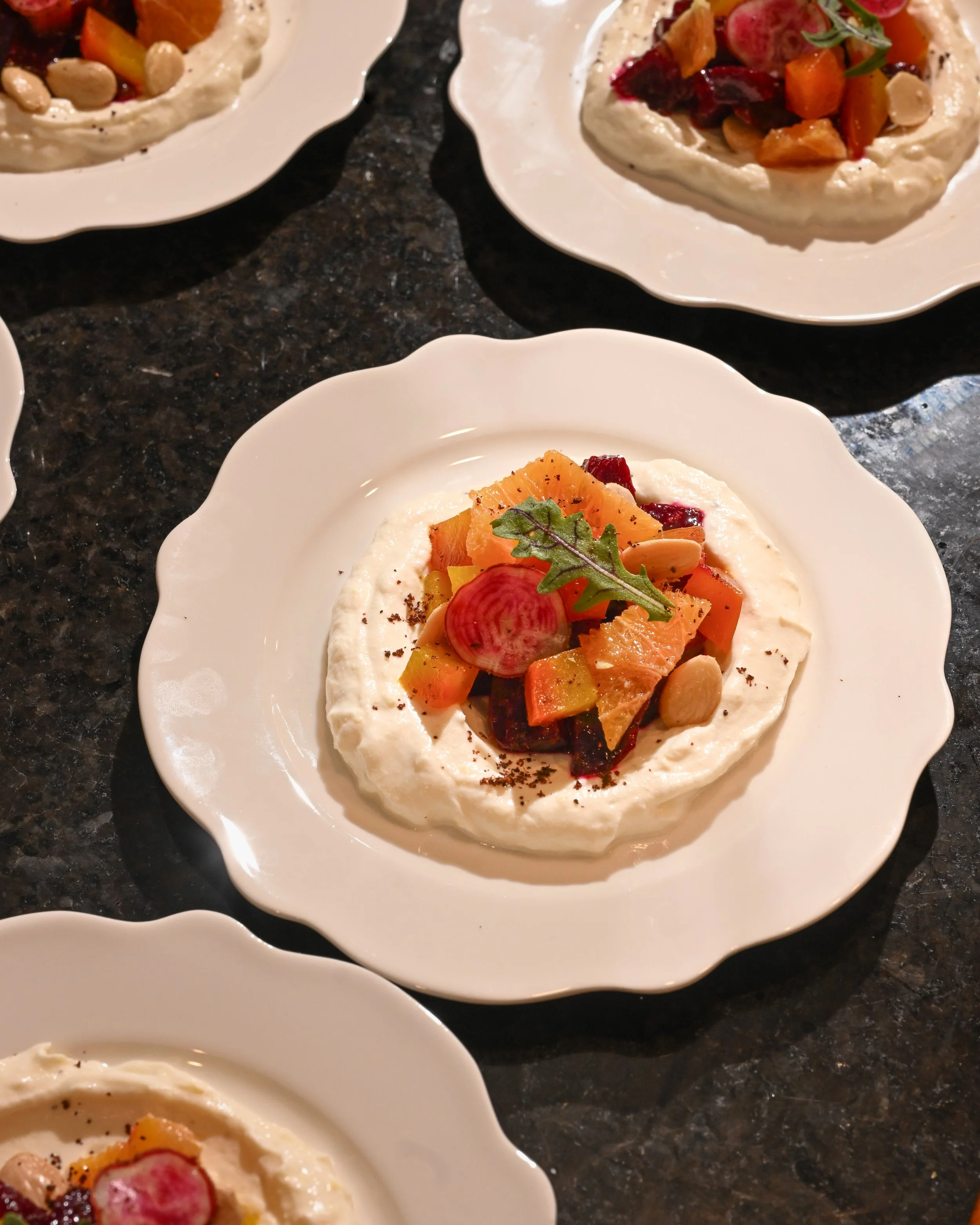 Row7 Beet Salad, Marcona Almonds, Cara Cara Orange, Whipped Ricotta, Sumac