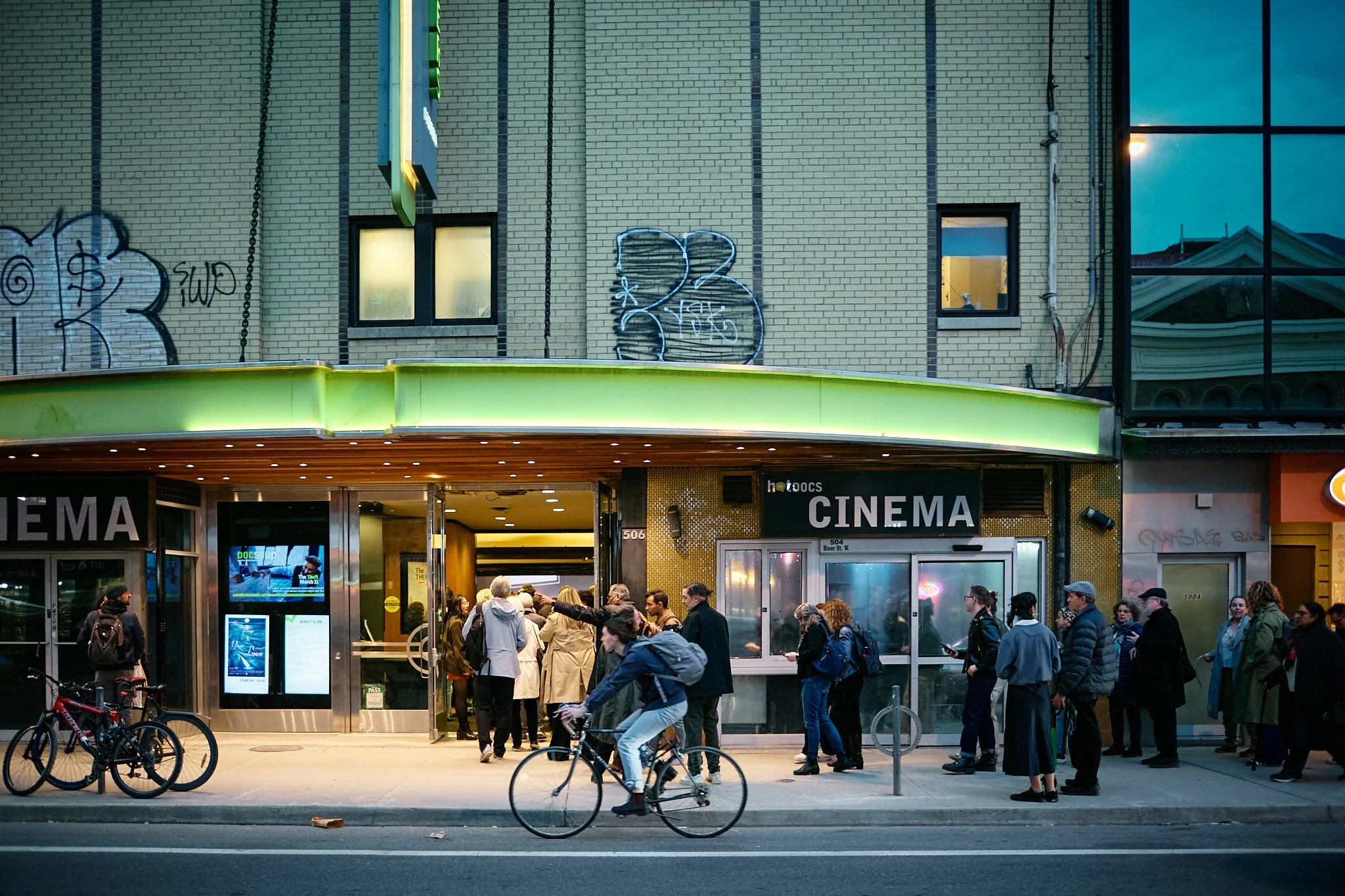A line in front of Hot Docs Cinema forms for the sold out event