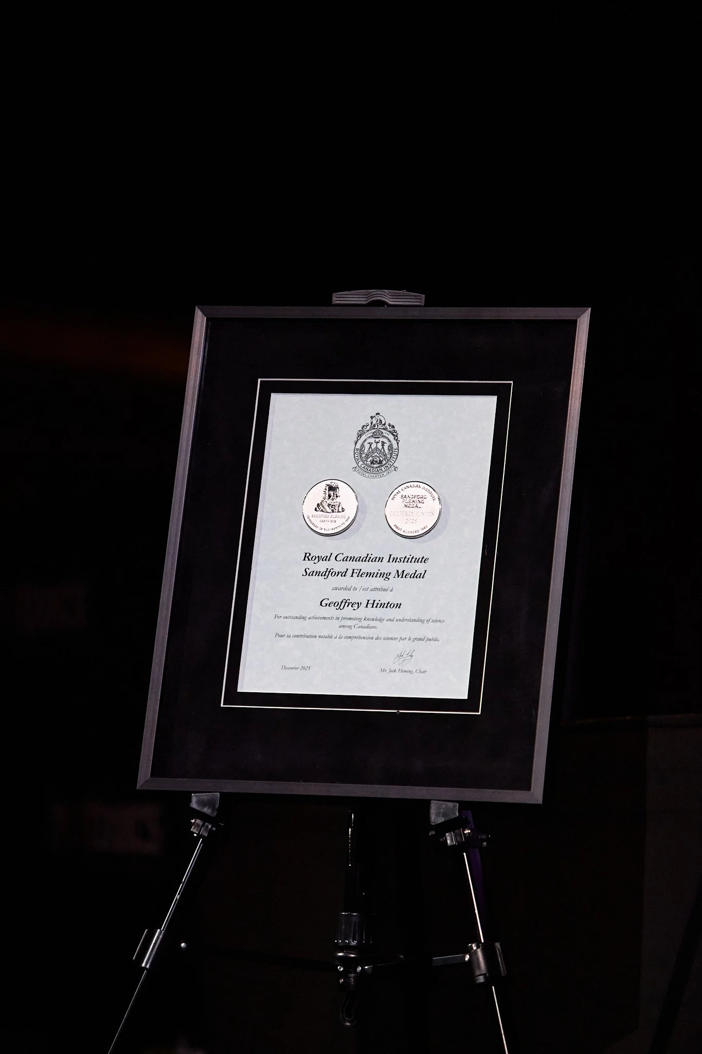 The 2025 Fleming Medal for outstanding achievements in promoting knowledge and understanding of science among Canadians