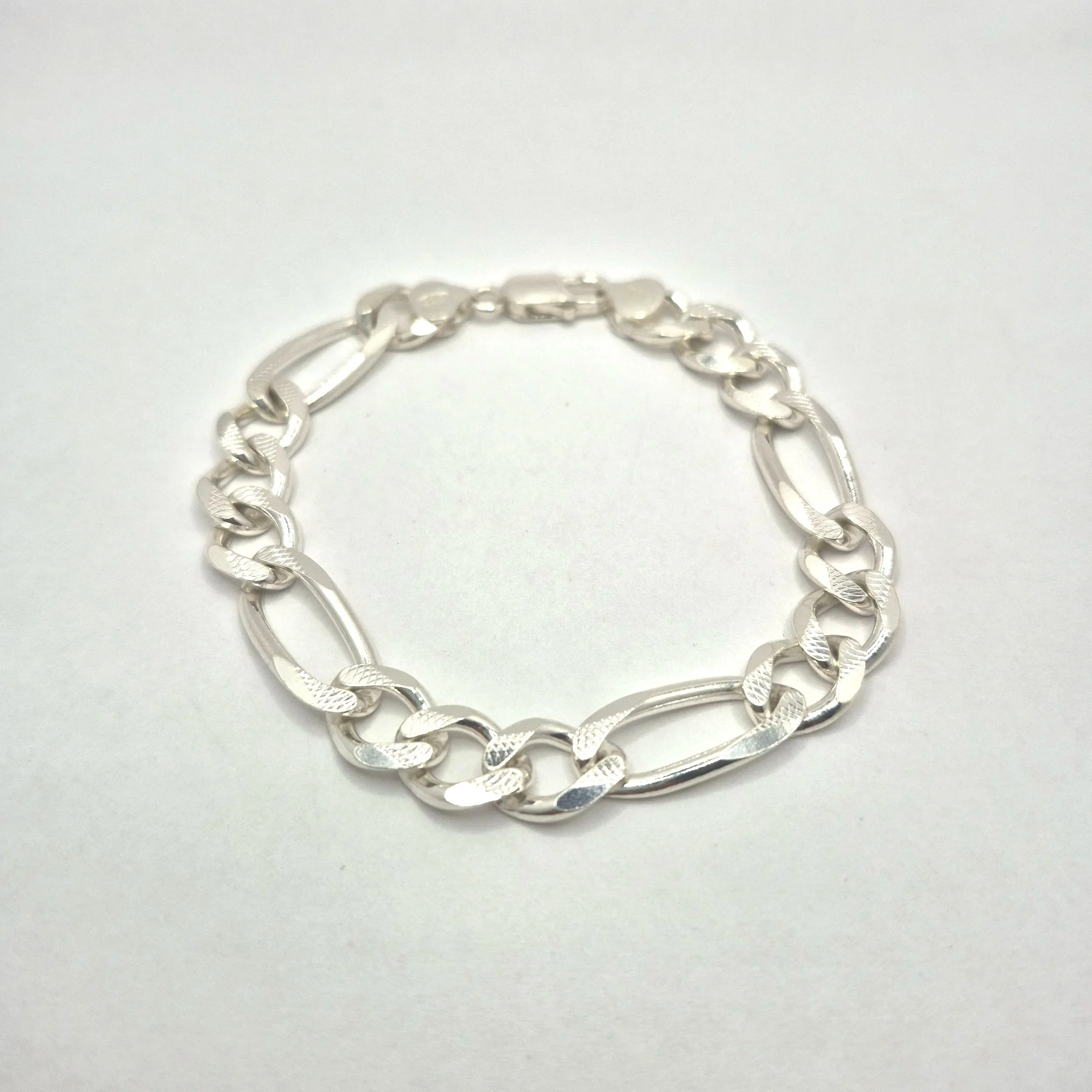 925 sterling silver heavy curb chain bracelet – 8.5 inch with textured large links