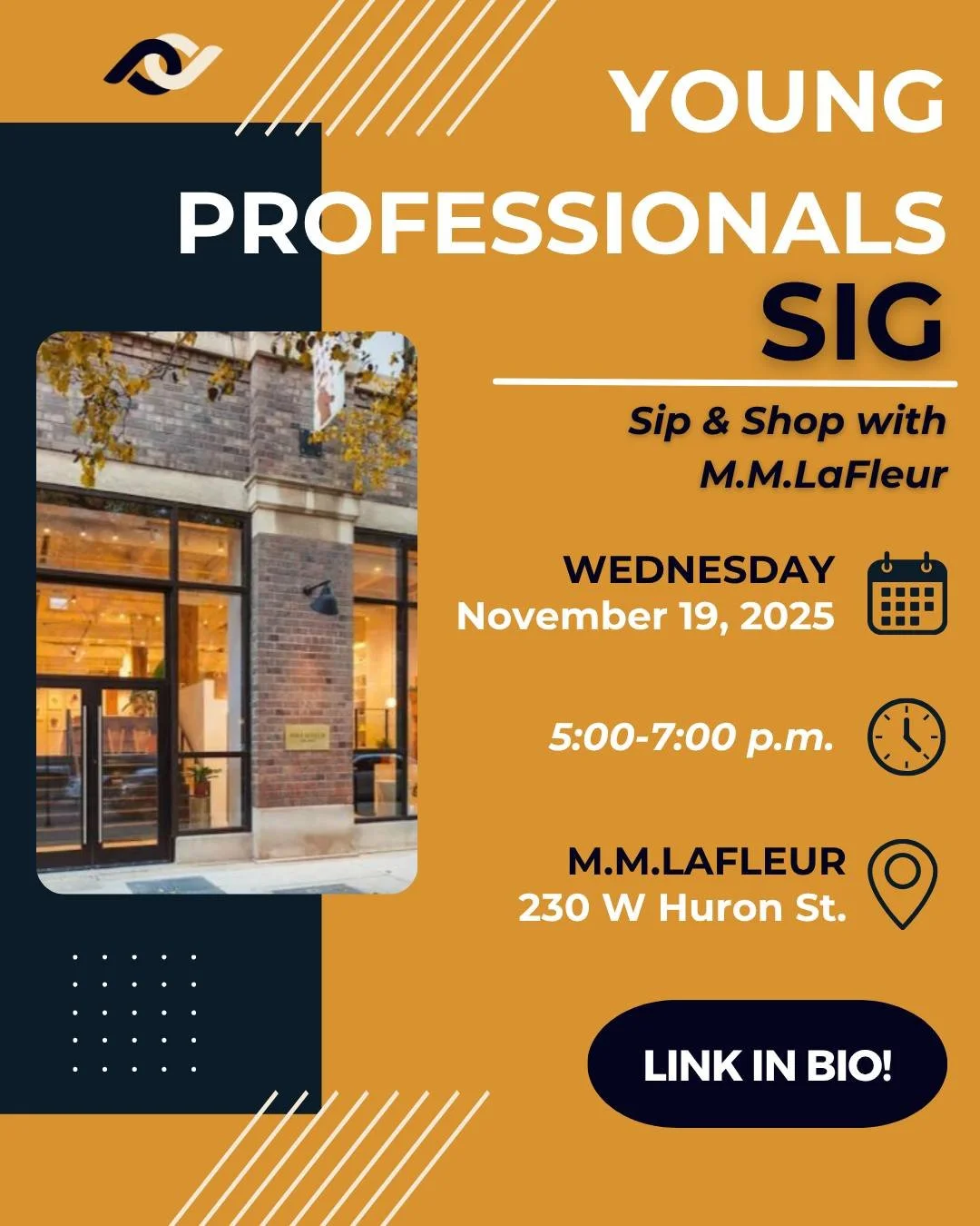 Ready to refresh your winter work wardrobe?

Join the Young Professionals SIG and @mmlafleur, a female-founded startup boutique in River North, for an evening of styling and connecting where you can:

🧠 Learn about the brand and its mission
👗 Enjoy