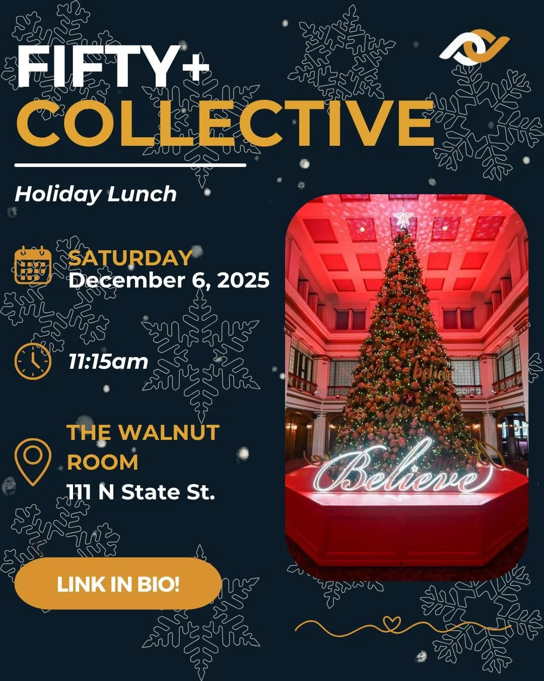 Join the PWCC Fifty+ Collective for a festive luncheon at Chicago&rsquo;s iconic Walnut Room! 😋

Enjoy great conversation, holiday cheer, and the warmth of community as we celebrate the season together in one of Chicago&rsquo;s most beloved dining t