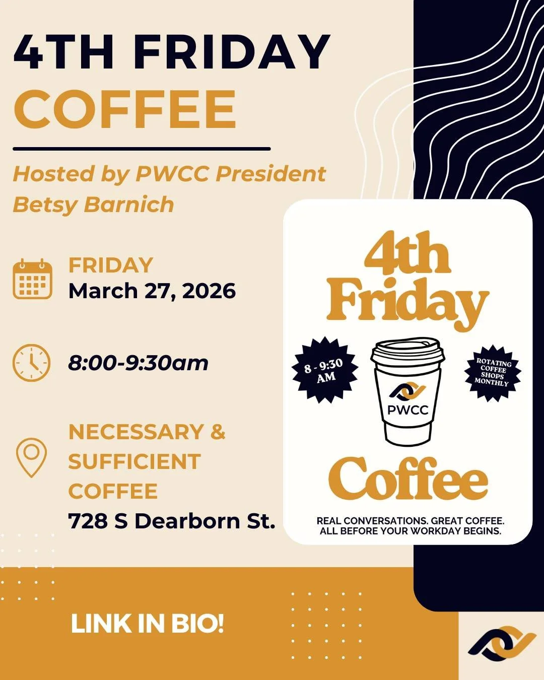 At this month's 4th Friday Coffee meetup, we are especially excited to gather at a PWCC member-owned coffee shop built around ethical sourcing and a living-wage compensation model. ☕🤎

Hosted by PWCC President @betsyb1105, enjoy this monthly coffee-