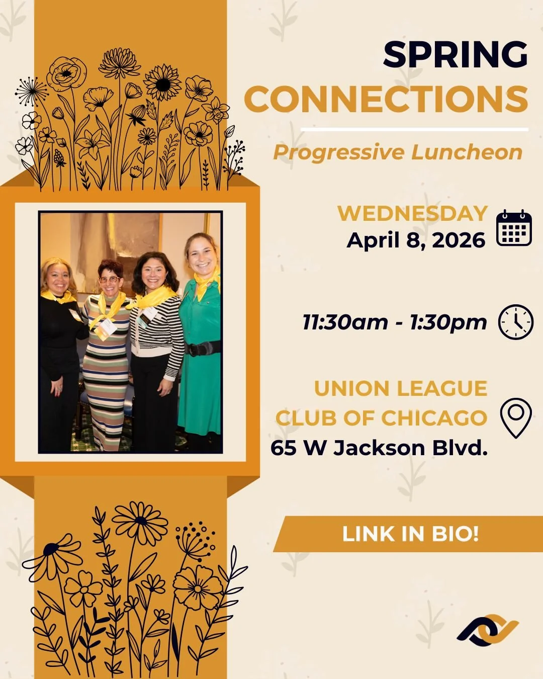 Spring is (almost officially) here! 🌸

Hop on over to our Spring luncheon and enjoy a progressive format, where you'll switch tables with each course to maximize conversation and connection. Bring business cards!

🗓️ Wednesday, April 8th, 2026
⏰ 11