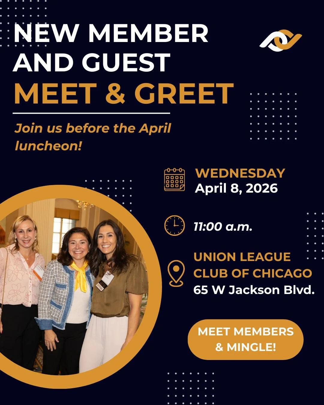 Heading to this week's luncheon as a new PWCC member or guest?

Arrive at the @ulcchicago early for our Meet &amp; Greet &mdash; a great way to get into the networking spirit and mingle with other new folks.

Don't miss our Member Engagement Committe
