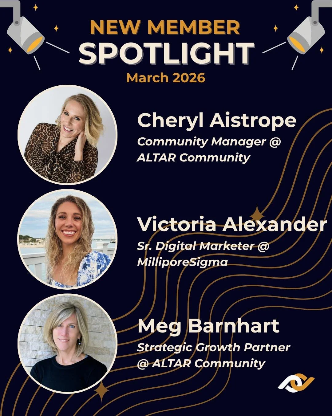 We've had many new members join us recently, so it's time to catch up on our New Member Spotlights! 😅

Check out and connect with our new members from March:

Cheryl Aistrope
Victoria Alexander
Meg Barnhart
Kathy Bresler
Chyristina Brown
Dee Dee Cas