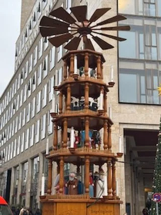 Traditional German Christmas pyramid at the Kurfürstendamm Christmas Market in Berlin