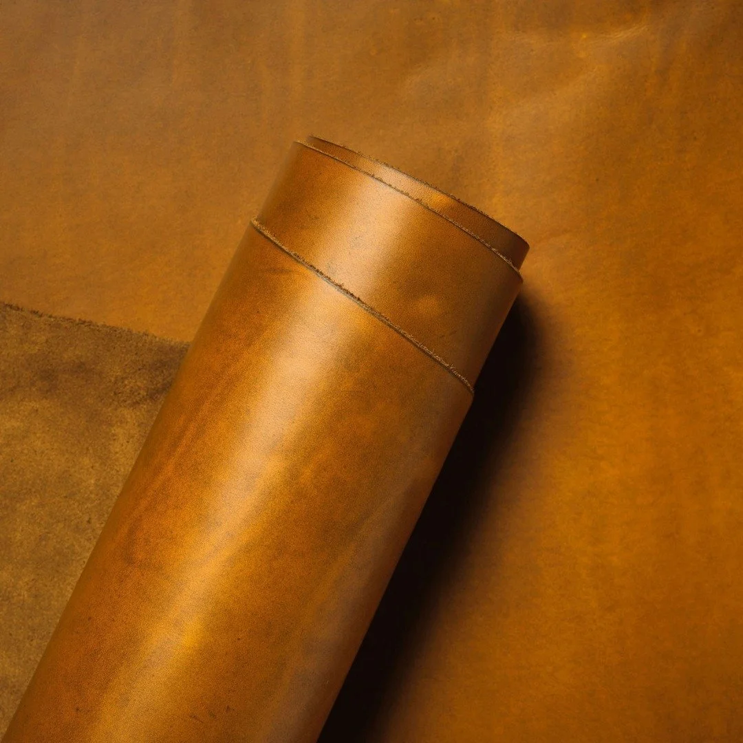 Handmade sunflower chrome-tanned leather plant hanger with brass grommets, fits pots up to 8 inches, made in Maple Falls Washington