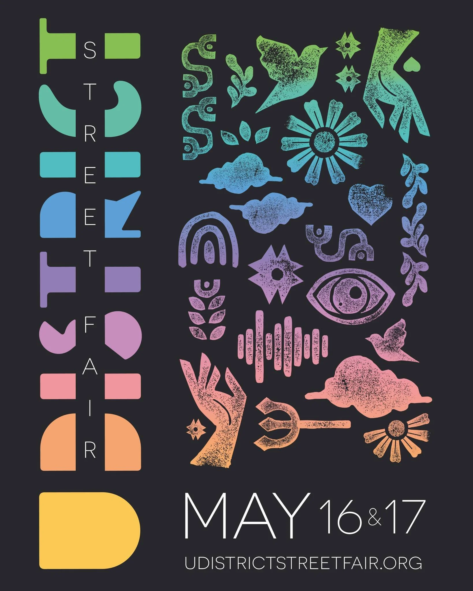 Flyer for U District's Annual Street Fair in Seattle on May 16th & May 17th