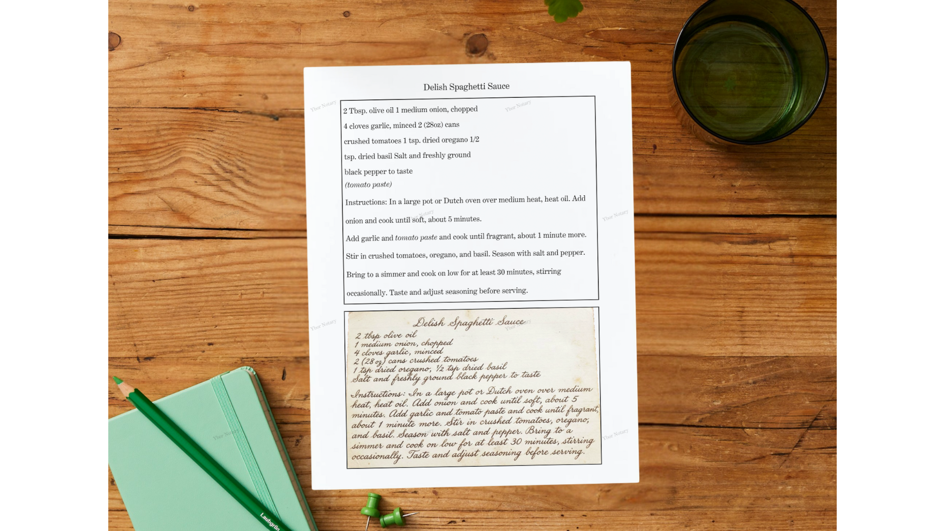 Recipe Card - Basic -Vertical 8.5x11 - Ybor Notary