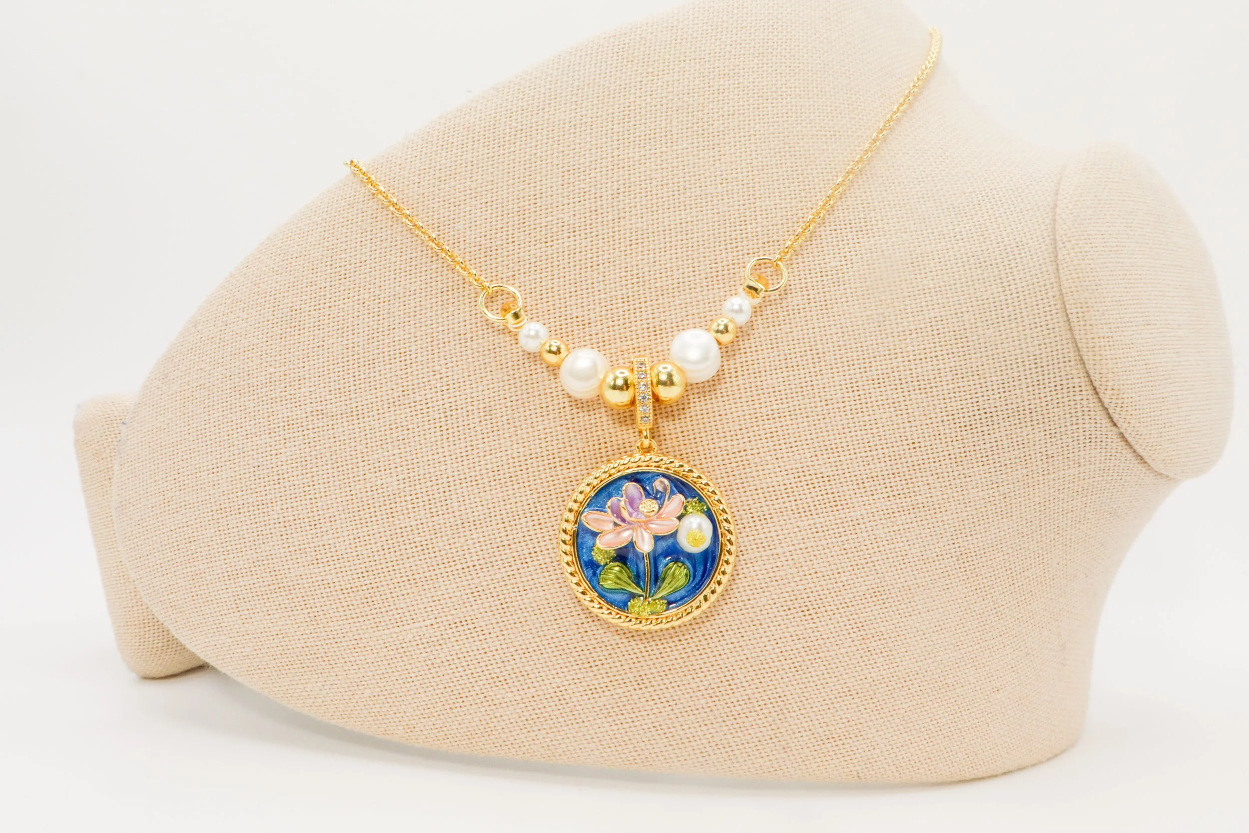 Blue  Flower Heirloom Necklace