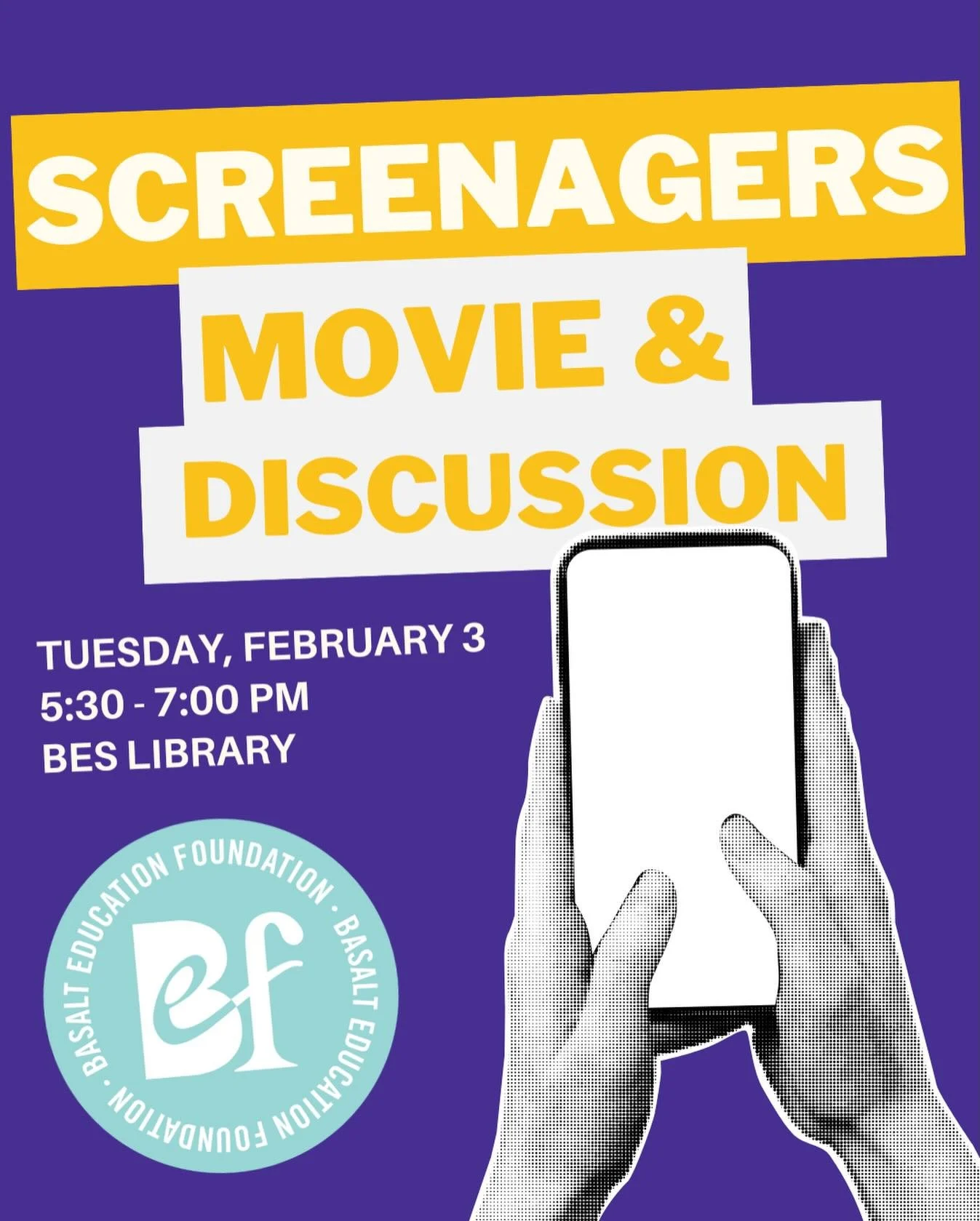 A powerful documentary on the impact of screens on kids, plus real-life strategies families can use. Followed by a conversation with BES counselor, Lisa Lowsky. 

Please register at basaltedu.org to attend. 

_________________

Un documental impactan