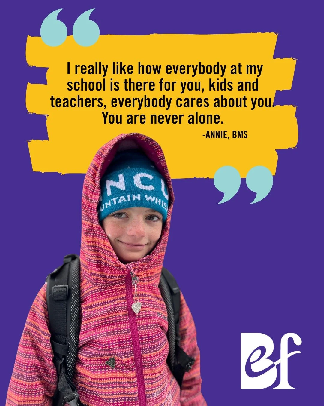 Annie gets it. When kids feel seen, supported, and connected to their school community, everything changes.

This is what Basalt Public Schools builds: spaces where no student has to navigate challenges alone.

_______________________

Annie lo entie