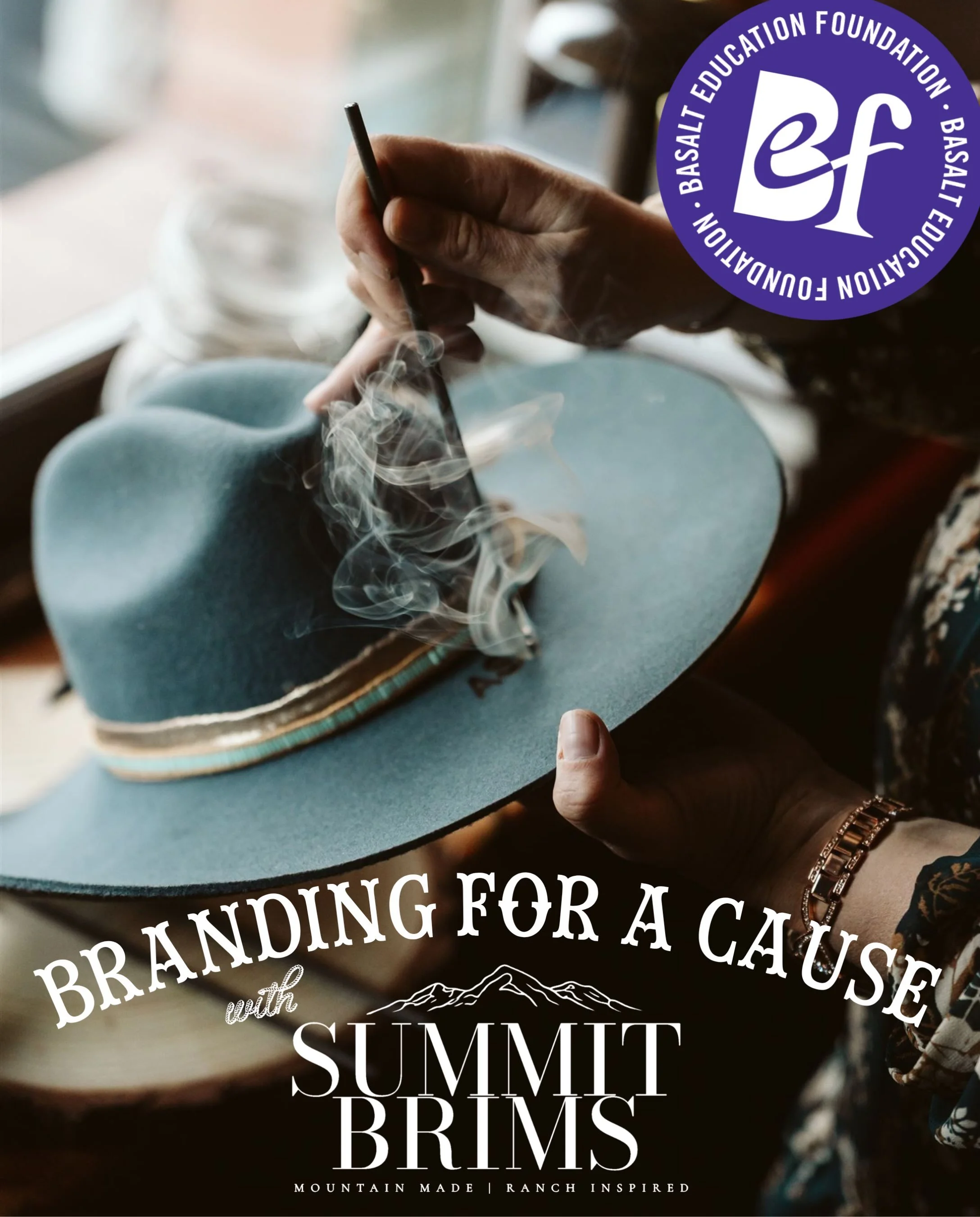 Summit Brims is setting up shop at The Taste! Hats, leather wallets, journals and more, all branded on the spot. A portion of the proceeds from hat sales and leather branding goes to Basalt Education Foundation.

Already have a favorite hat? Bring it