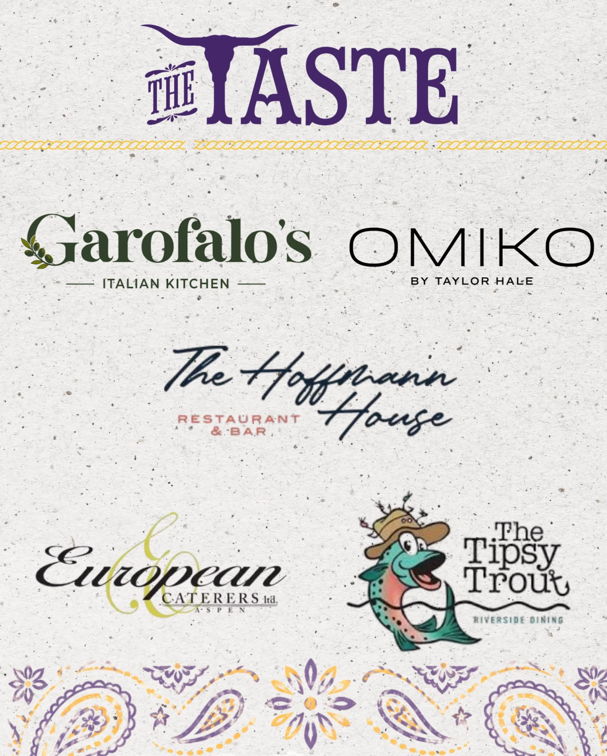 Another roundup! Five more local kitchens are joining The Taste: Longhorn Legacy. Thank you to:

Garofalo&rsquo;s Italian Kitchen
Omiko by Taylor Hale
The Hoffmann House
European Caterers
The Tipsy Trout

We&rsquo;re grateful to have them join us. Wi
