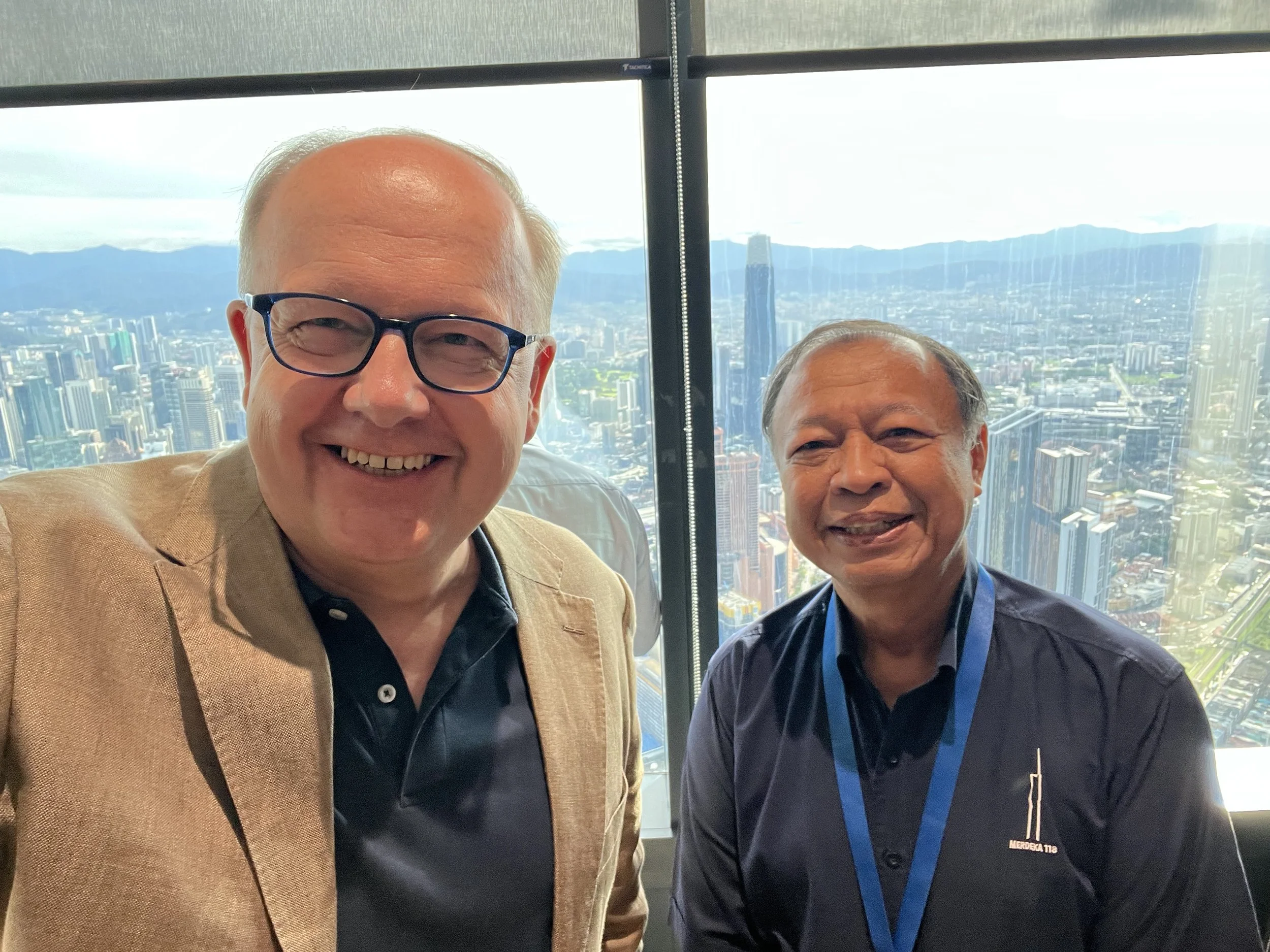 Tengku Dato’ Ab Aziz Tengku Mahmud, CEO of PNB Ventures and Georg Chmiel on top of Merdeka 118