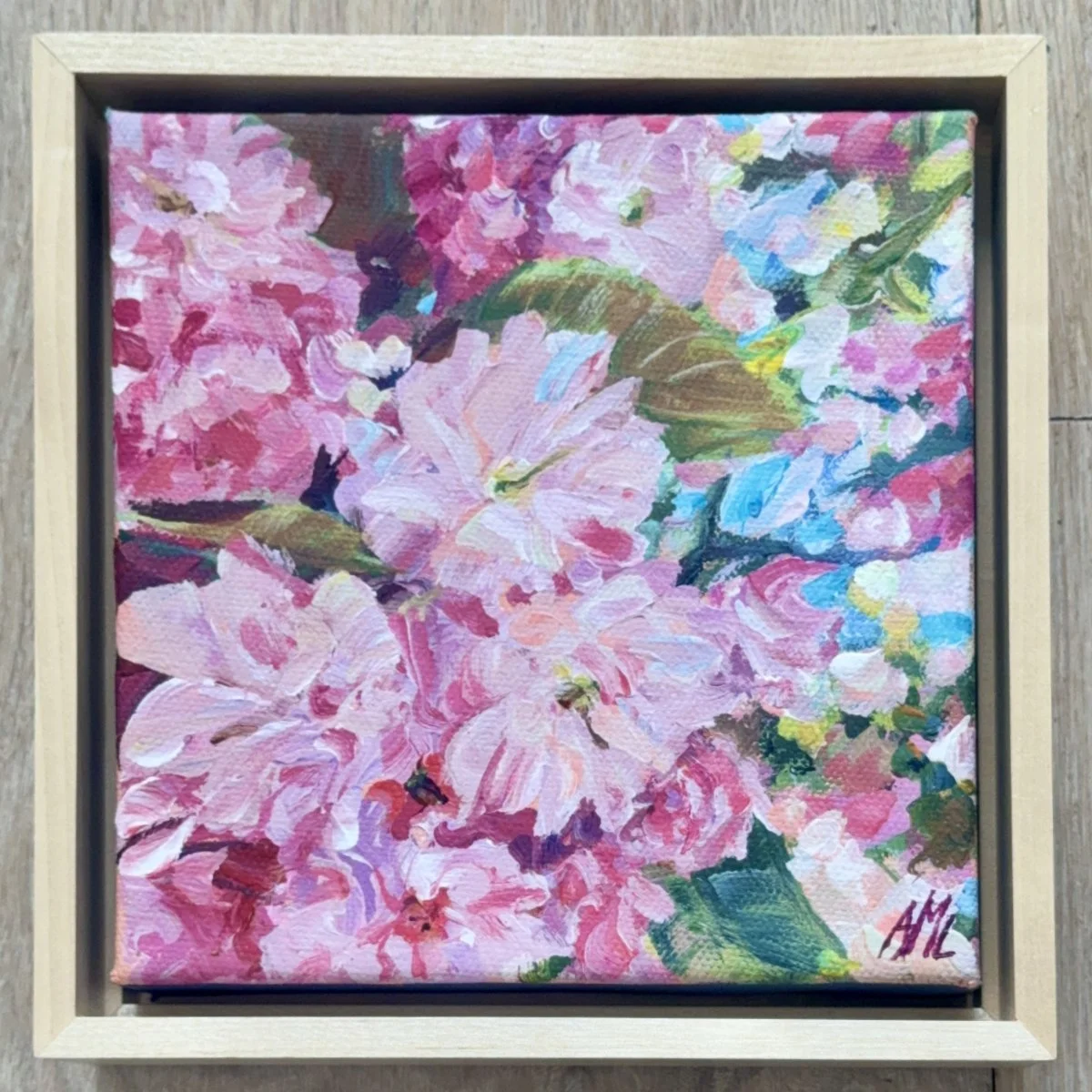 Spring Pinks signed 6x6 framed.jpg
