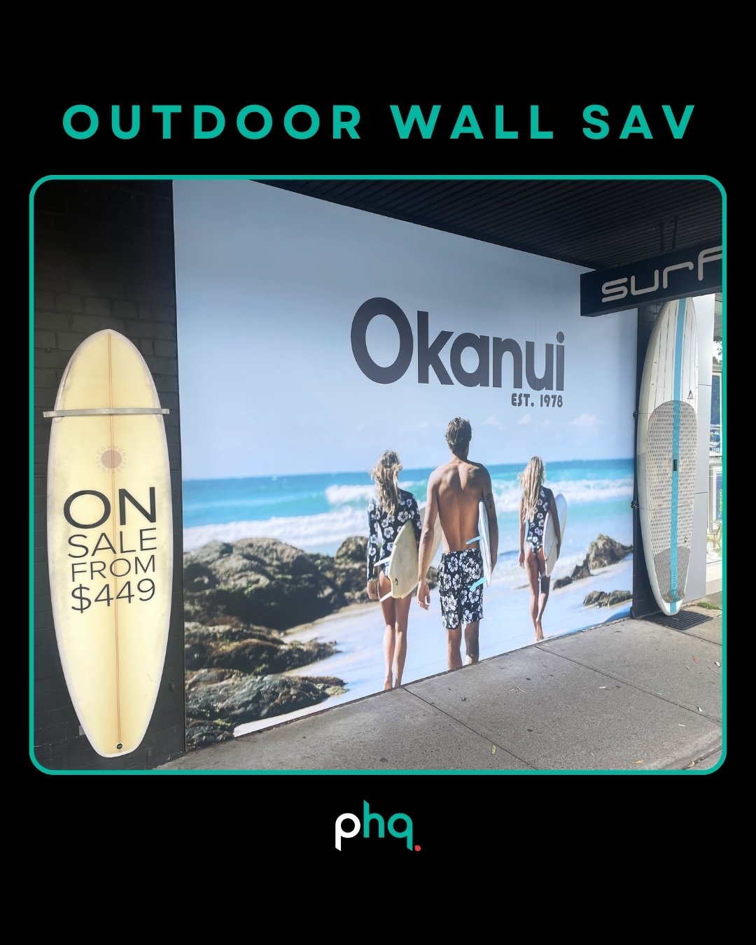 Stick your message where it matters.

Outdoor wall vinyl (SAV &ndash; self-adhesive vinyl) is the perfect way to brand blank spaces and bring walls to life. 

Weatherproof, long-lasting and bold, it grabs attention and won&rsquo;t back down from the 
