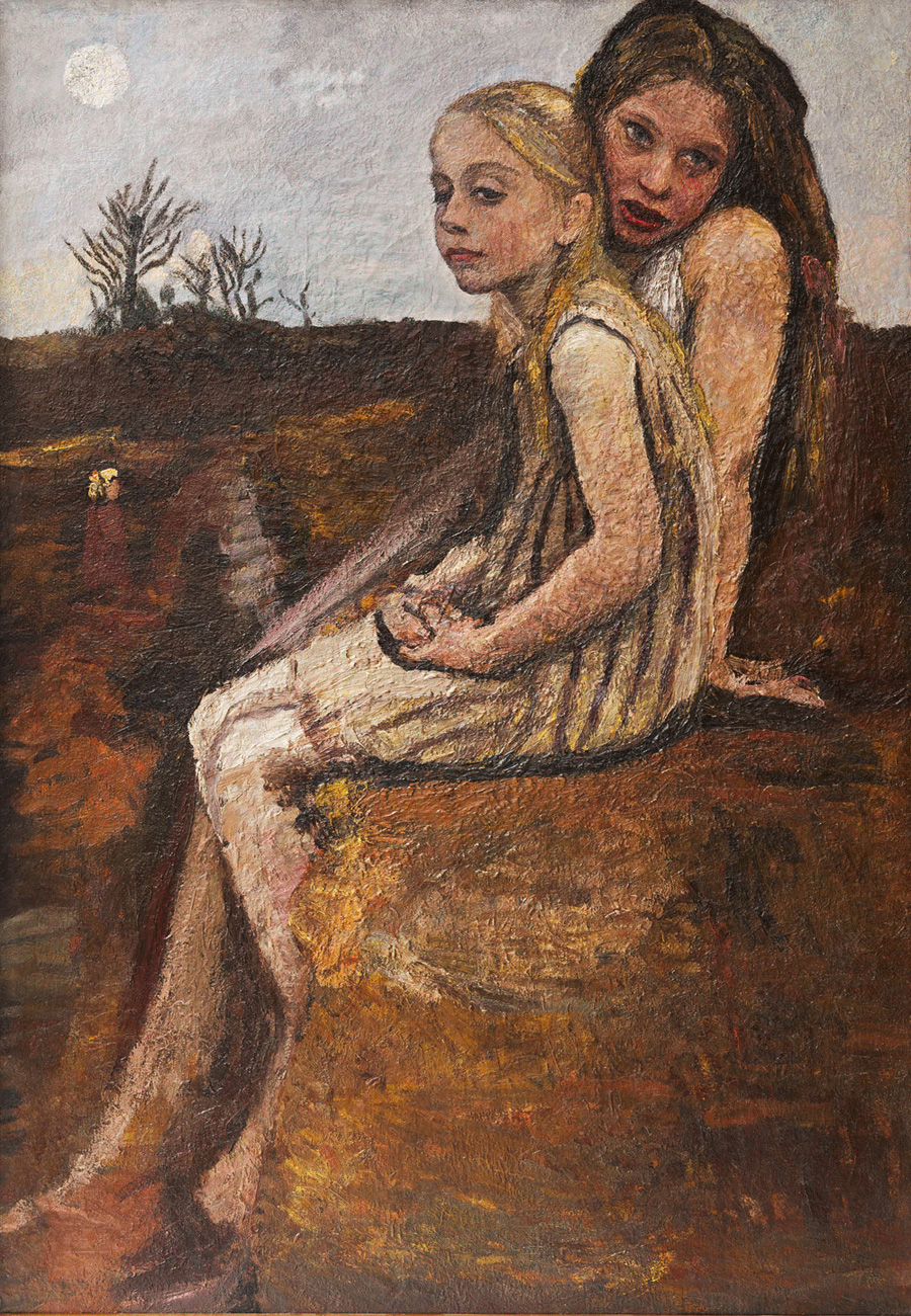 Ottilie Reylaender, Gemälde: Zwei Freundinnen aus Bergedorf, um 1900. Link zur Worpsweder Kunsthalle.