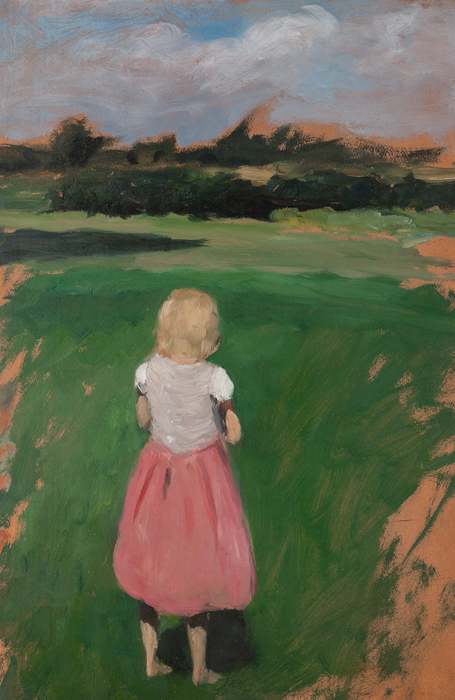 Hans am Ende, Gemälde: Mädchen auf der Wiese, um 1900. Link zur Worpsweder Kunsthalle.