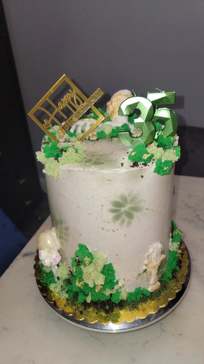 Whimsical moss cake